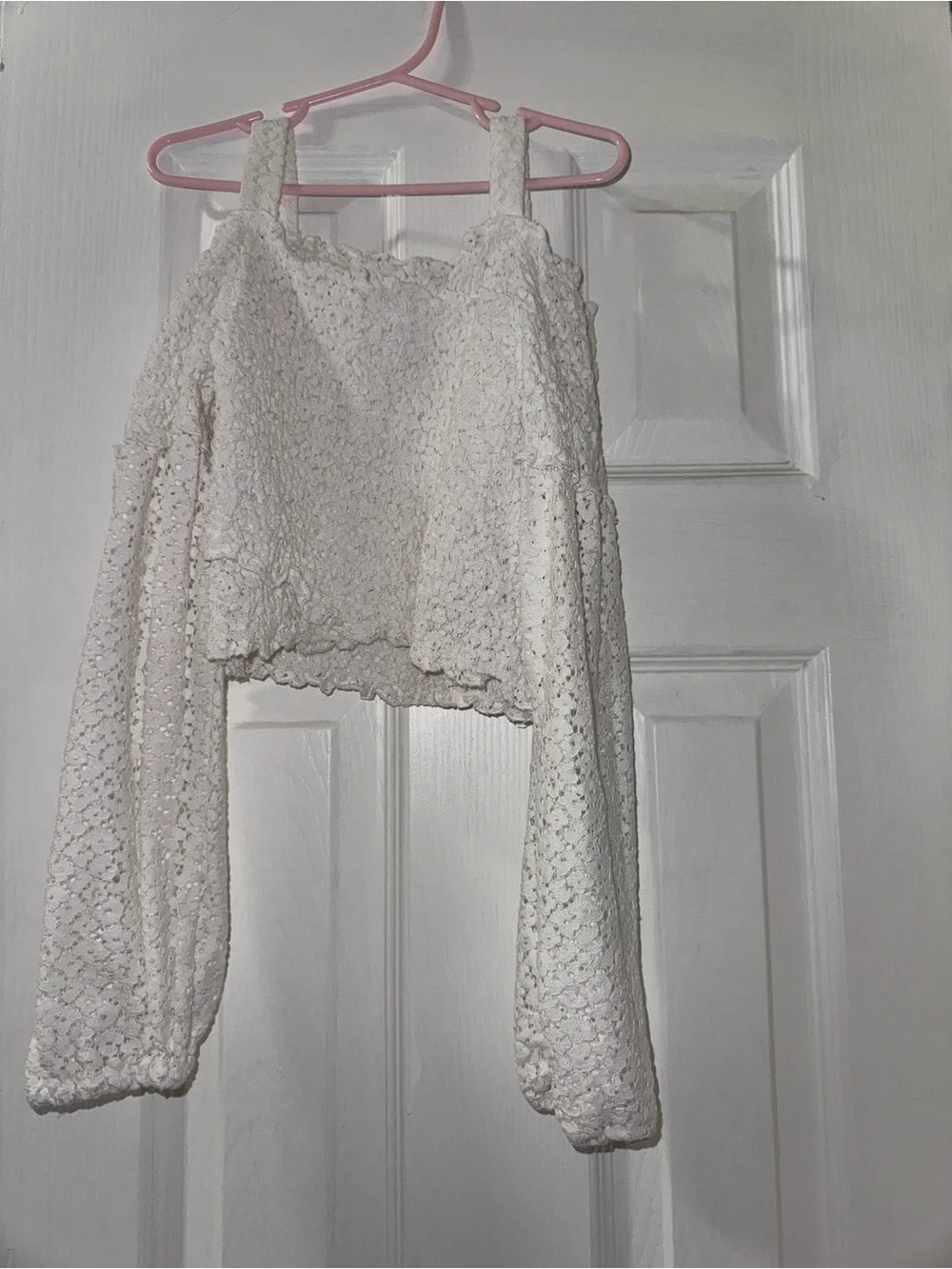 Zara Girls White Crochet Lace Cold Shoulder Top Size 11/12 148 cm